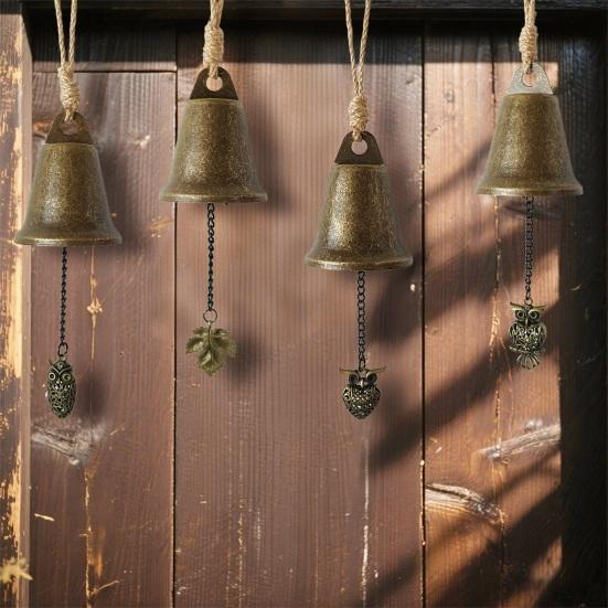 Vintage Hanging Bell Rustic Metal Wind Chime Retro Hanging Wind Bell with Owl