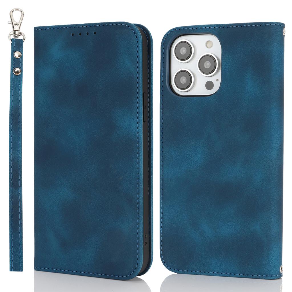 Stand Case for iPhone 13 Pro Max/12 Pro Max Magnetic Closure Skin Touch Leather Flip Phone Cover with Wallet
