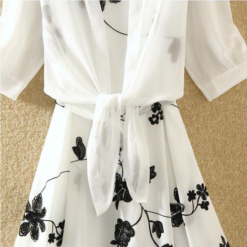 Платье-костюм, женское модное летнее бандажное шифоновое платье с принтом в стиле ретро, ​​блузка, костюм из двух предметов