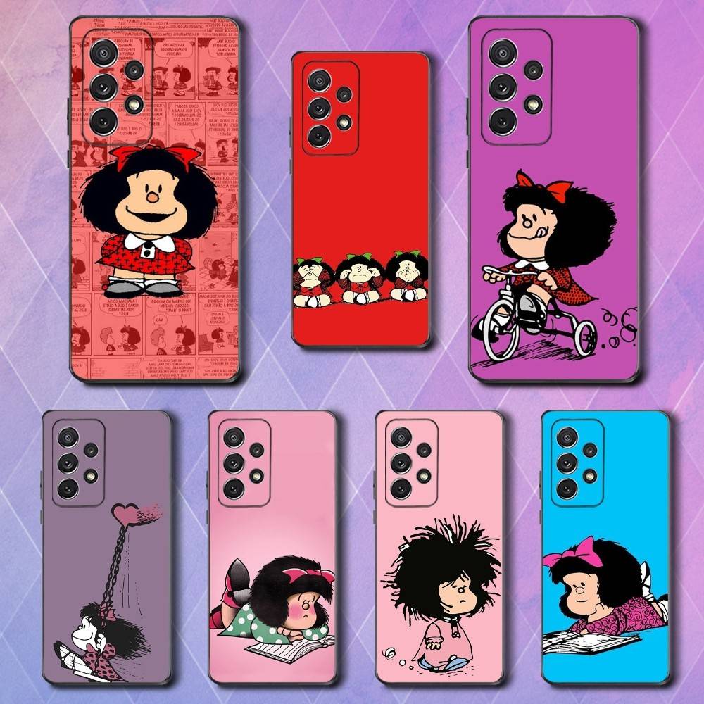 Hot M-Mafaldas Comics Phone Case For Samsung S25,S24,S23,S22,S21,S20,S10,Ultra,Plus,Lite,FE,Soft Silicone Black Cover