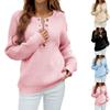 Fashion Round Neck Sweater  And Winter New Single-breasted Solid Color Pullover Sweater Women