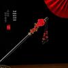 Ancient Style High-End Chinese Sandalwood Tassel Hairpin for Hanfu Costume Updo