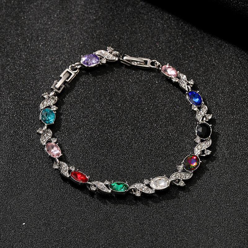 European and American cross-shaped color jewelry zircon colorful bracelet 11 colors optional women