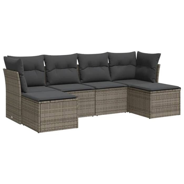 VidaXL Garden Lounge Set 6 Pcs with Grey Cushions Wicker 3218010