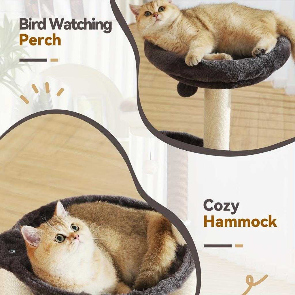 Башня INCHES для домашних кошек, многоуровневое кошачье дерево с когтеточками, плюшевая корзина, кошачье дерево с подвесным мячом