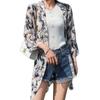 Women Mid-Length Chiffon Print Sun Protection Clothing Seven-Point Sleeve Holiday Cardigan