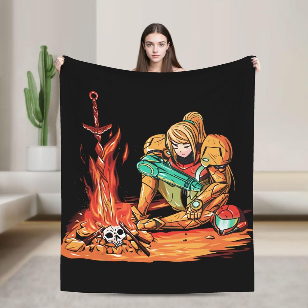 Пледы с героями Metroid Фланелевые Винтажные Дышащие Пледы для Кровати Дивана Зимние