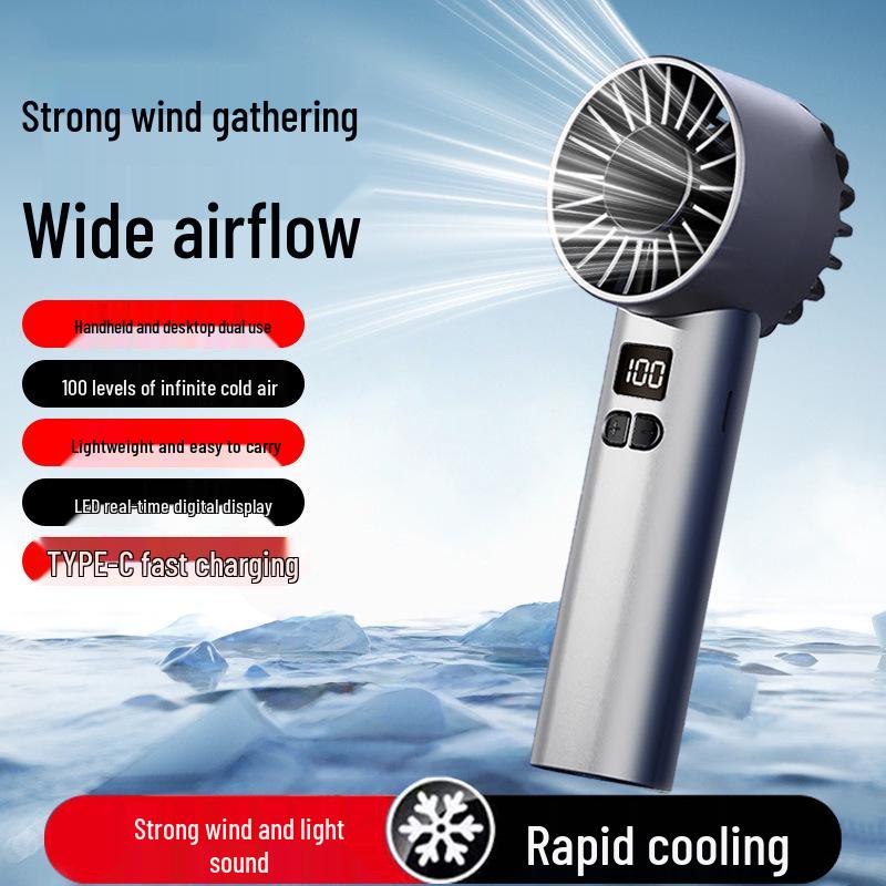 JK107 Hurricane Handheld Fan: 100-Speed Portable, Long-Lasting Desktop Cooling
