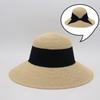 Niche fashion versatile lace bow sun hat new straw hat women's big brim seaside sunshade beach hat