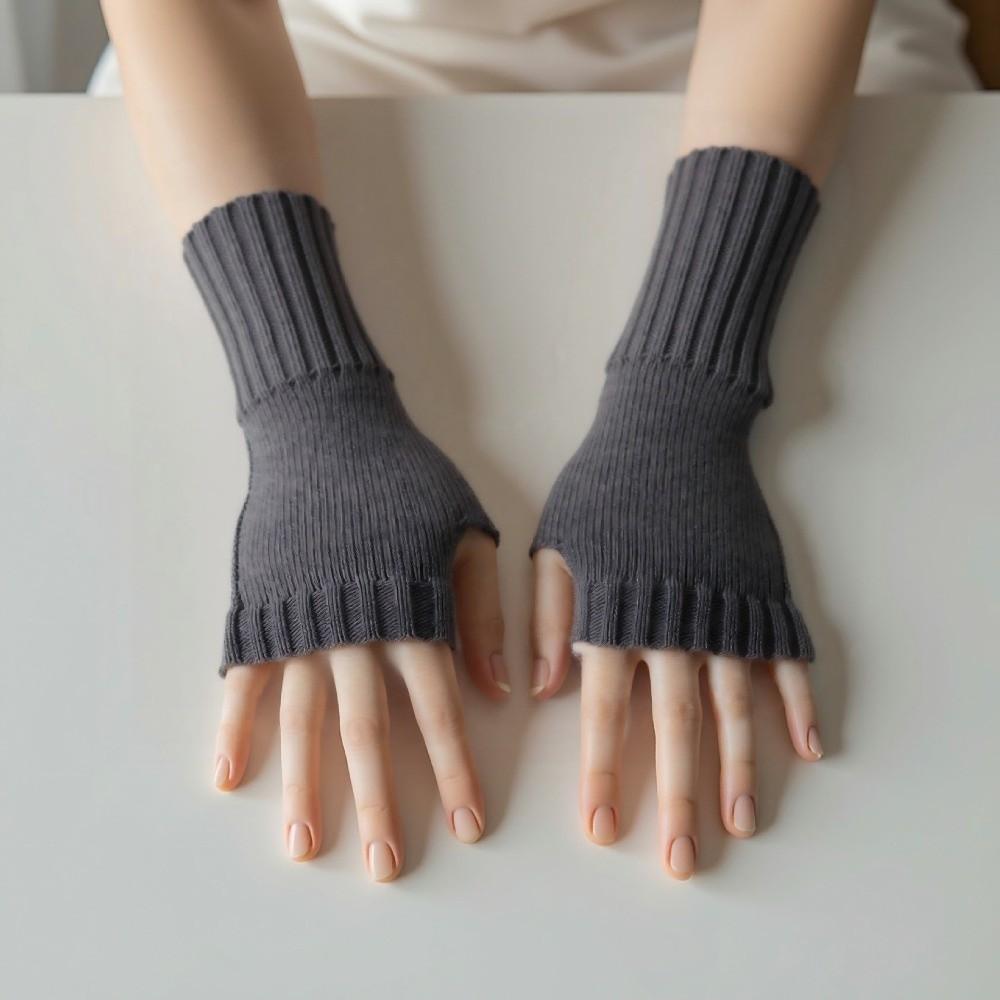 Solid Color Half Finger Mitten Knitted Fingerless Gloves New Knitted Gloves Autumn and Winter