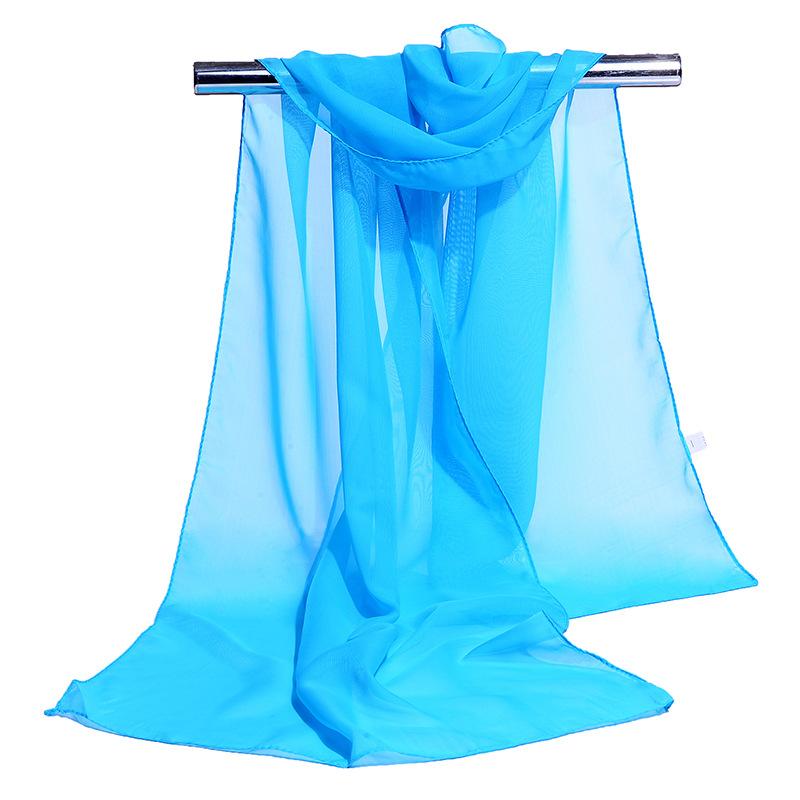 Solid Color Chiffon Long Women'S Printed Silk Scarf, Spring And Autumn Sunscreen, Summer Thin
