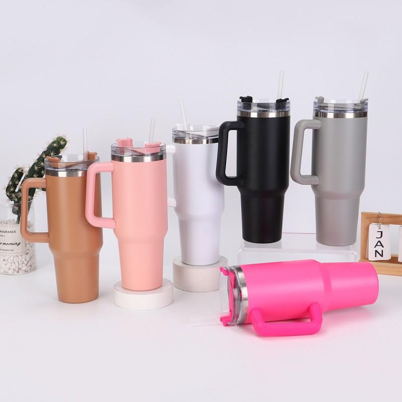 40oz Stainless Steel Travel Mug With Straw Double Wall Vacuum Insulated Car Cup Hot Cold Drinks