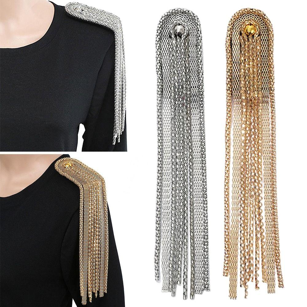 Long Chain Tassel Epaulette Classical Clothing Accessories Delicate Shoulder Brooch Men Women