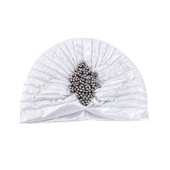 Женская шляпа-цилиндр с ромбовидным декором из стразов, плиссированный тюрбан, шляпа, украшенная золотым покрытием, головной убор с эластичной конструкцией