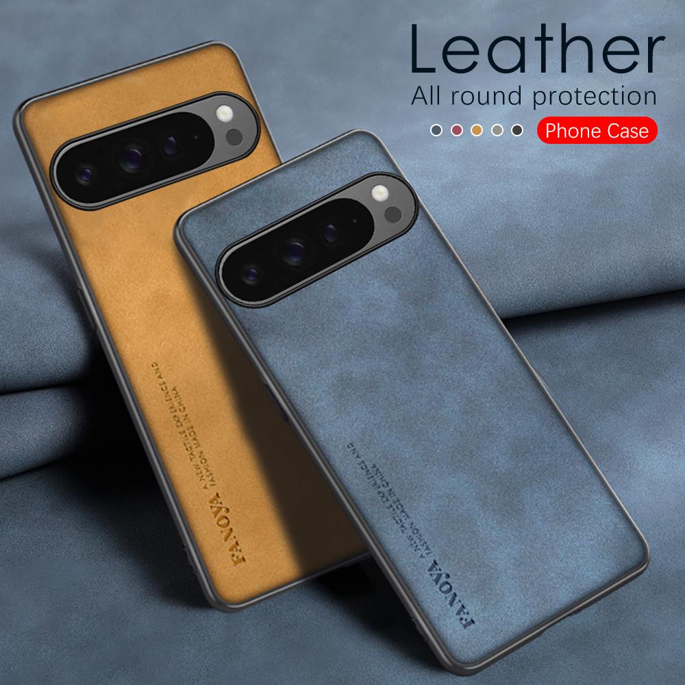 Matte Lammfell-Ledertasche für Google Pixel 9 Pixel 9 Pro Pixel 9 Pro XL 5G TPU Soft Frame Protect Fundas Googel Pixel 9a Pixel9a