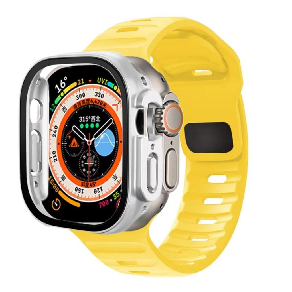 Ремешок + чехол для Apple Watch Ultra 49 мм, ремешок для умных часов, бампер для ПК + защитная пленка для экрана, закаленная крышка, аксессуары для ремешков серии iwatch