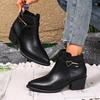 Fashion Block Heel Booties Women's Fashion 2025 Pointed Toe Side Pull Soft Sole Anti-slip Wear-resistant High Heel Boots