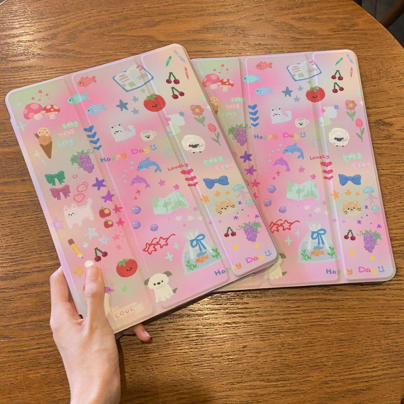 Чехол для iPad 2021 9th Swoosh Cloudy Pattern iPad Tri-fold TPU Case для iPad 2022 10th Air5 10.9 mini6/5/4 с держателем для карандашей
