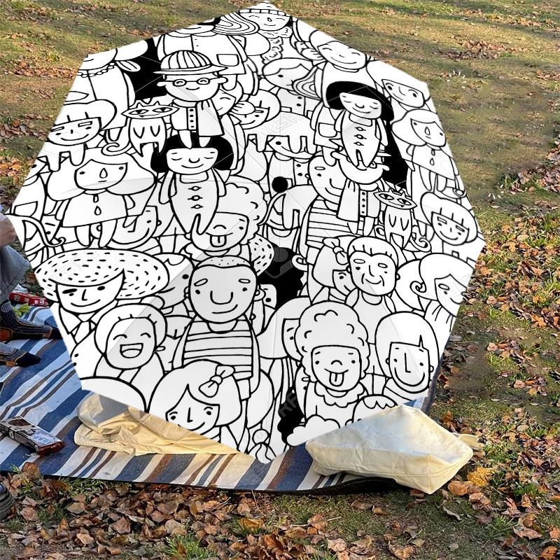 1PC crowd people Umbrella-8-Rib Reinforced, Automatic Open, Lightweight & Durable, Cute Fashion Accessory for Outdoor-W188