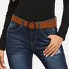 Resin Buckle Black Brown Suede Versatile Fashionable Belt Women's Round Buckle Acrylic Belt