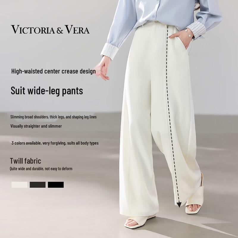 VICTORIA&VERA Женские брюки-костюм с высокой талией и широкими штанинами