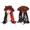 Black Long Captain Cos Wig Stage Performance Cosplay Wig Fashion Pirate Hat  Adult Men's