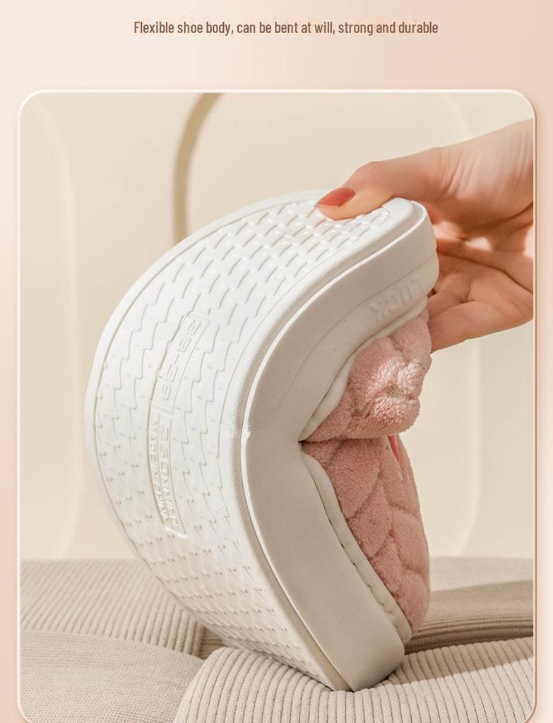 Женские плюшевые хлопковые зимние тапочки — толстые и теплые для использования на открытом воздухе, бесплатная доставка для мужчин