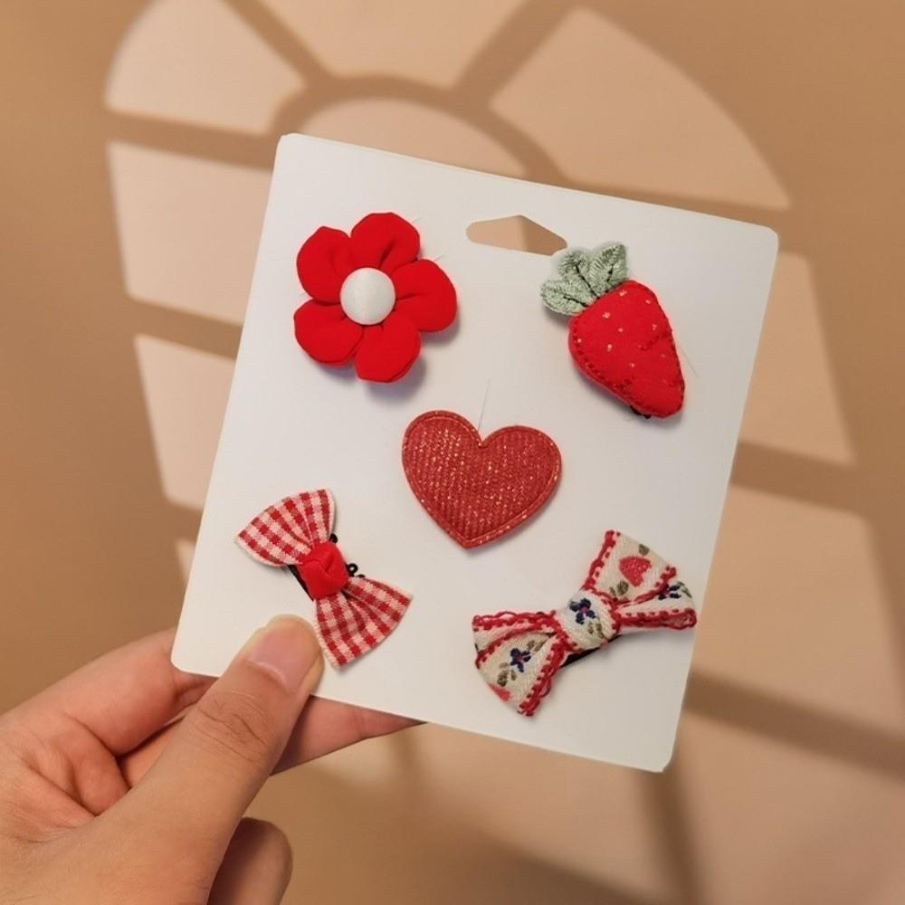 5pcs No Hurt BB Clips Set Printed Toddler Hair Bows Chic Children Hairpins Kid Hair Accessories