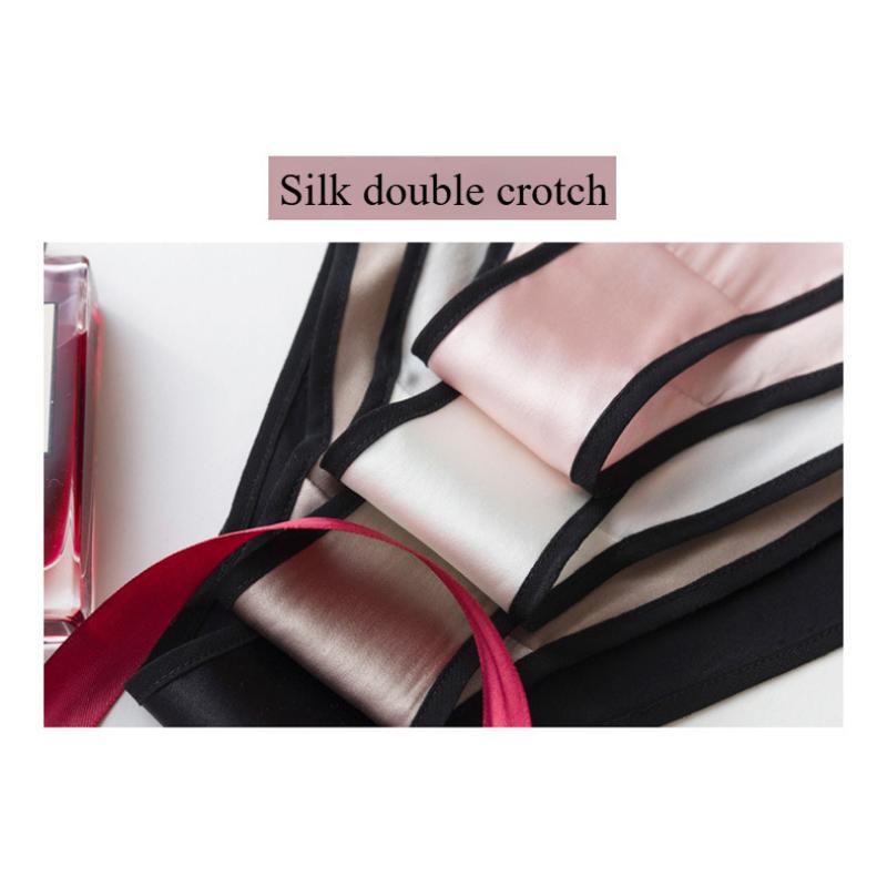 1 Pc Elastic Silk Thong for Women Mulberry Silk Erotic Underwear Low Waist Breathable Triangle Pants T-pants