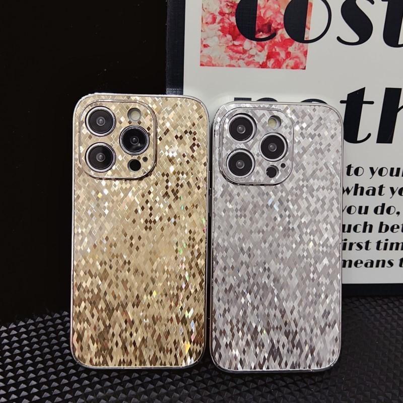 Роскошный блестящий чехол с решеткой из бриллиантов для iPhone 15 14 13 12 11 Pro Max, защита камеры, противоударный жесткий чехол для ПК
