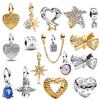 925 Silver Lucky Star & HeartDice Sparkling Bow Dangle Charm Fit Original Bracelet DIY Birthday Jewelry Gift