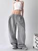 Женские свободные спортивные штаны Harajuku Wide Leg Y2K с высокой талией, повседневные спортивные штаны, уличная одежда, серые, свободного покроя, спортивная одежда для женщин