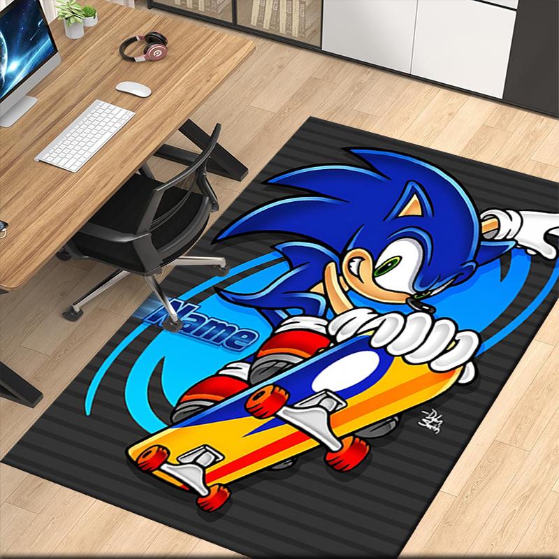 Custom Name Sonic Printed Carpet, Rug for Office Chair Living Room Bedroom Kitchen Room Decor Gifts.