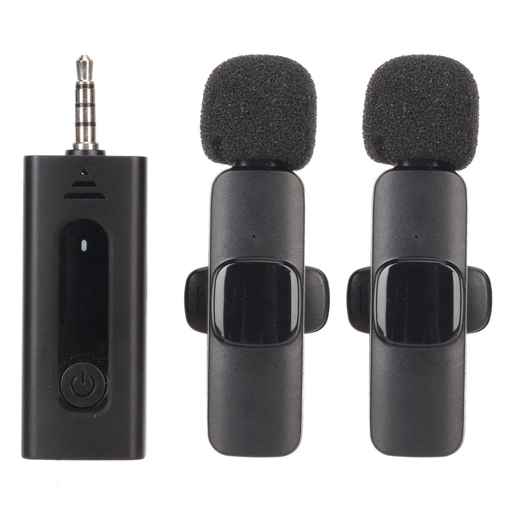 Беспроводной петличный микрофон-петличка 1 на 2, интерфейс 3,5 мм, шумоподавление, беспроводной микрофон-клипса для