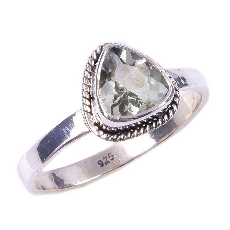 Кольцо из стерлингового серебра 925 пробы с натуральным зеленым аметистом и драгоценным камнем S.10 T2Z46