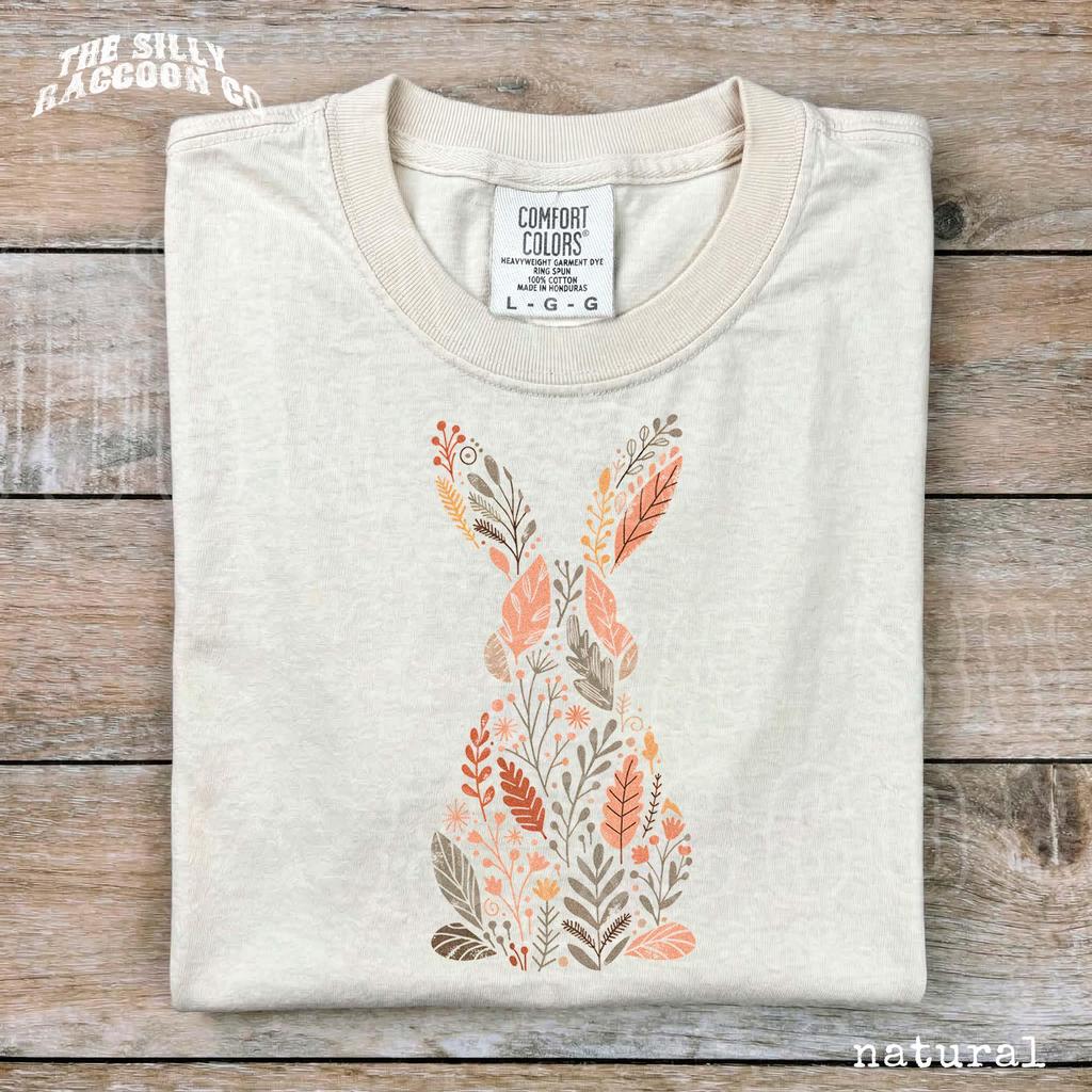 Floral Bunny Shirt Cottagecore Spring Tee Botanical Rabbit Gift For Women Nature Lover Comfort Colors T-shirt