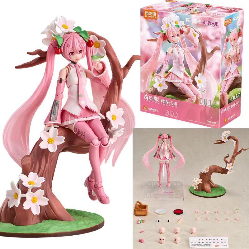 BLOKEES Оригинальная Hatsune Miku Sakura Miku 17-я WITH YOU Чудесное Издание Q версия Фигурка-трансформер Сборная игрушка Коллекция Подарок