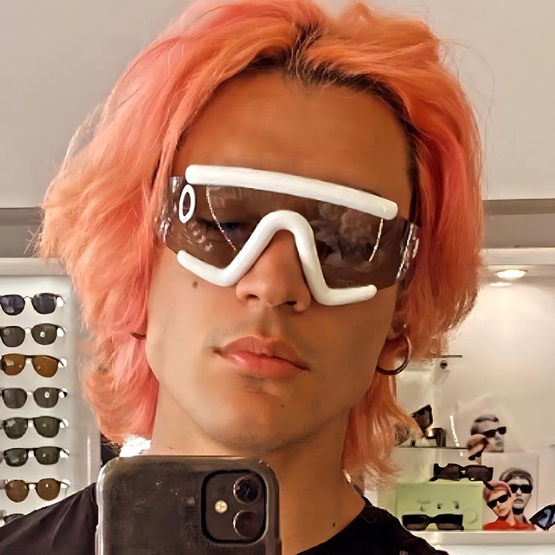 2025 Punk One-Piece Shield Sunglasses For Women Men Big Frame Luxury Brand Y2K Windproof Glasses Sports Cycling Eyewear UV400