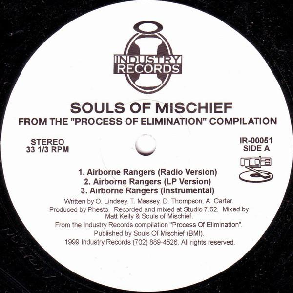 12-дюймовая пластинка SOULS OF MISCHIEF / SWOLLEN MEMBERS - Airborne Rangers / Groundbreaking IR00051 Industry Record 1999 США Рэп и хип-хоп/R&B Б/У