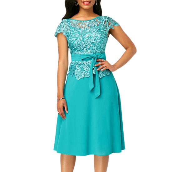 Леди Нижние Юбки Плюс Размер Вечернее Платье Кружевное Бандажное Летнее Платье Трапеции Крючком для Коктейльной Вечеринки