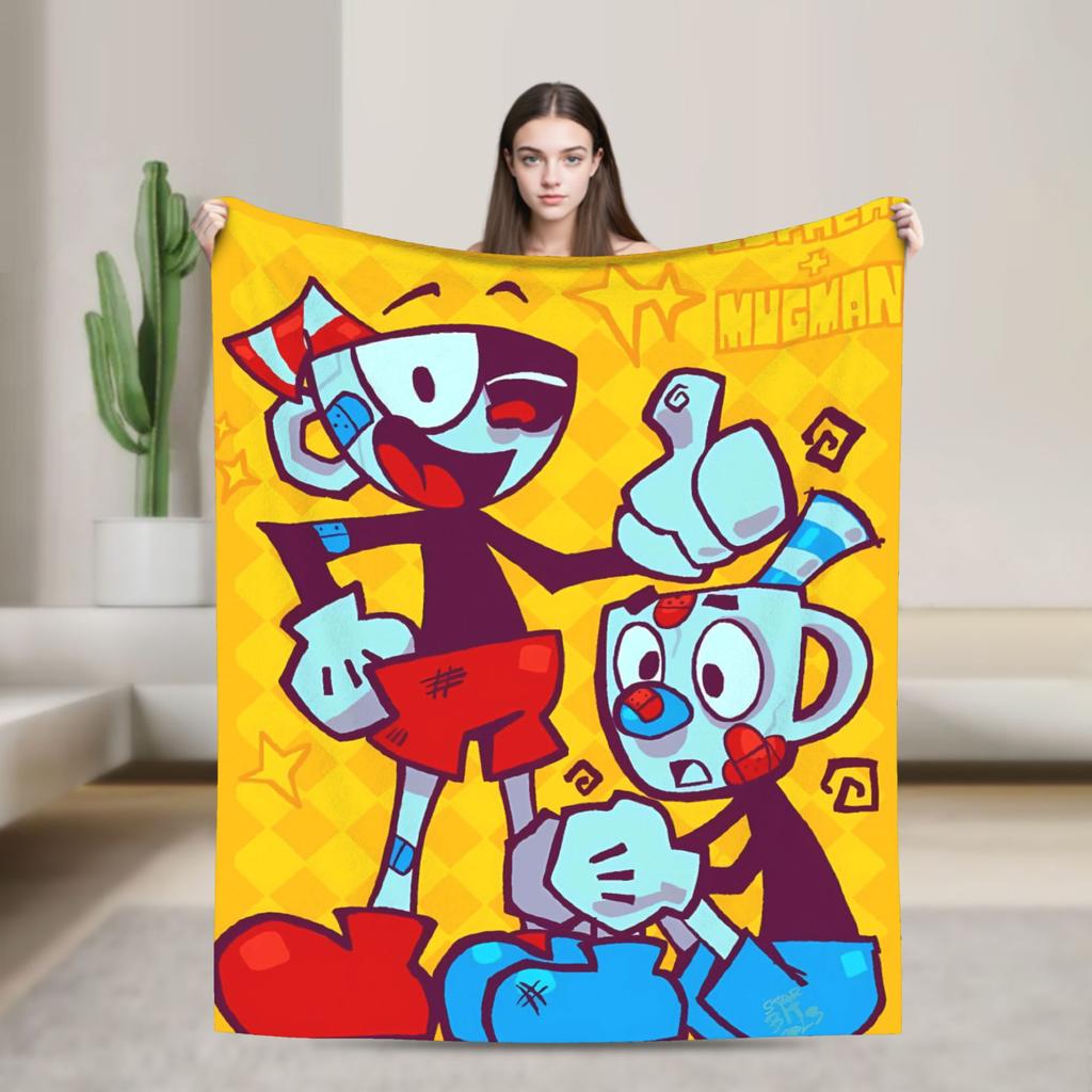 Плед Cuphead & Mugman Качественный Супер Теплый Мультяшный Плед Зимний Для Девочек Мальчиков Диван Кровать Уличный Тренд Покрывало