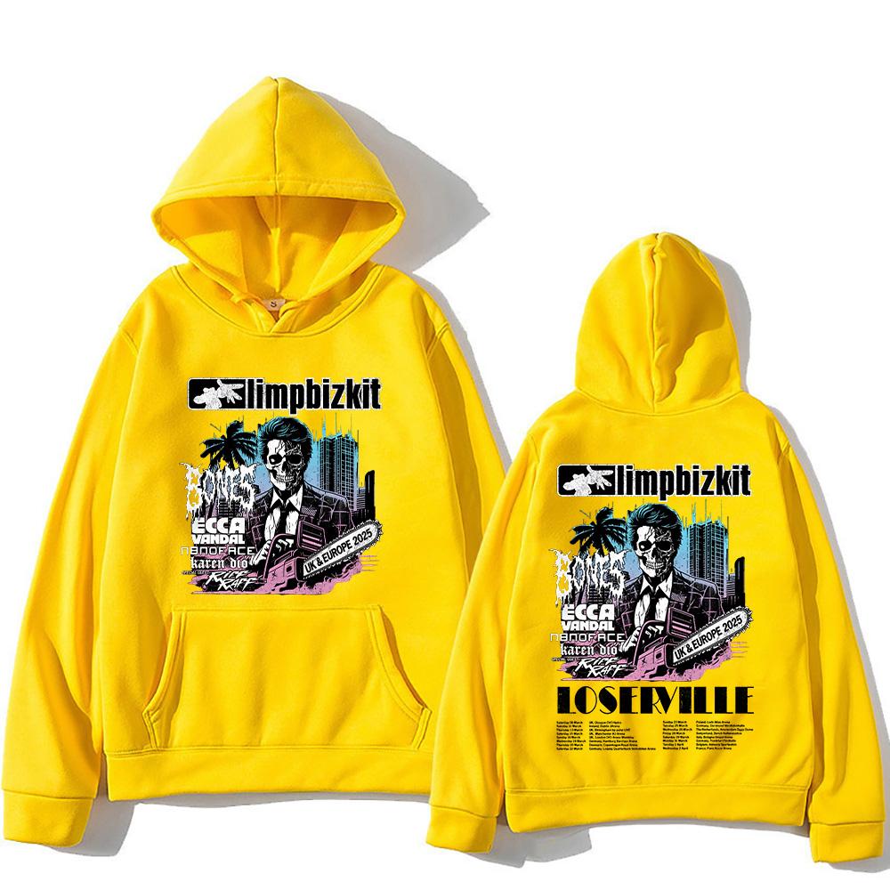 Пуловеры Limp Bizkit Тур по Великобритании и Европе Графические свитшоты Мужские Женские Одежда оверсайз Уличные пуловеры