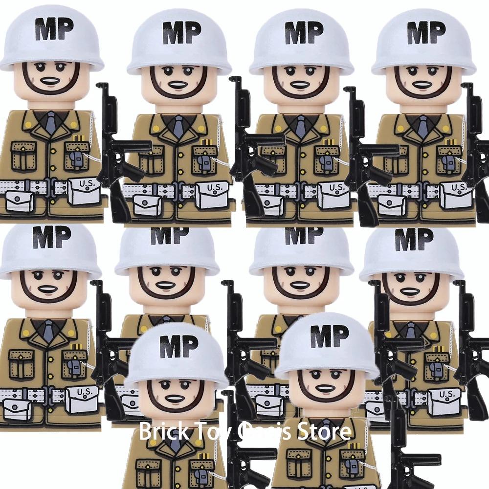 MOC WW2 Military War Weapon Soldier Accessories Building Blocks Roadblock Motorcycle Weapon Case Container Weapon Bag Brick Toy