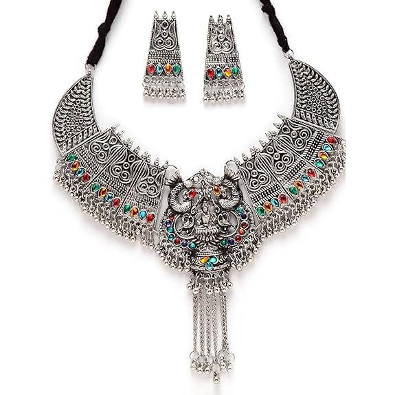 Модный новейший стильный традиционный набор украшений из окисленного серебра для женщин