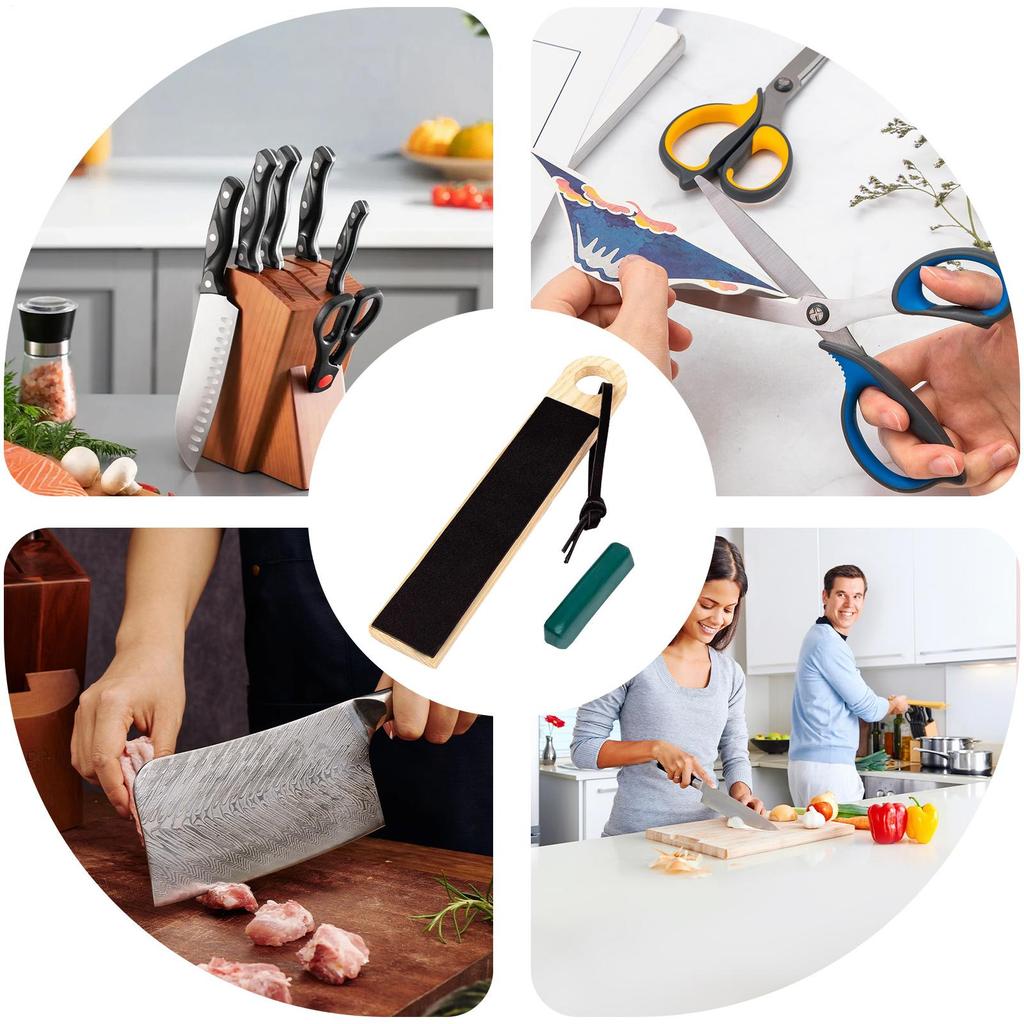 Кожаный ремень для правки Двусторонний кухонный точильный камень PU кожа Набор для заточки стамесок с полировальной пастой Для дома и кухни