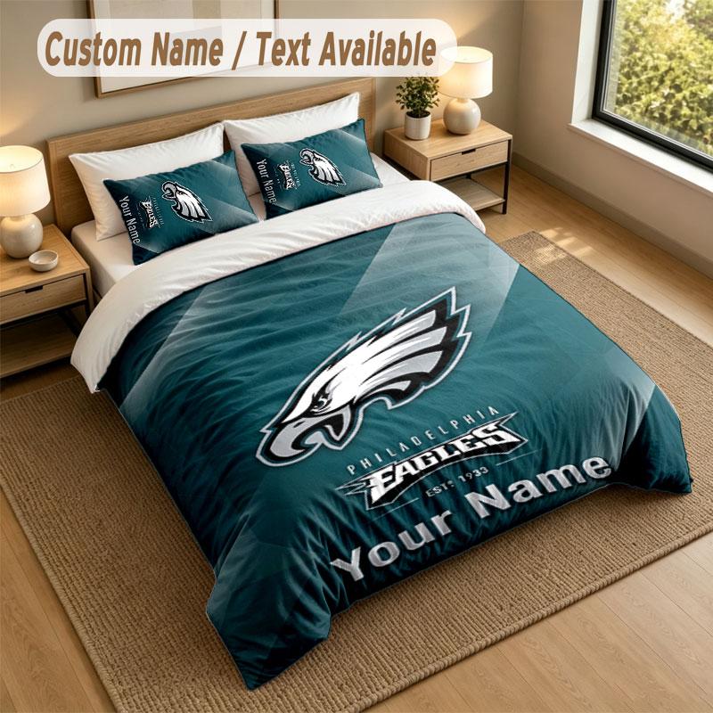 Bedding Set 1 Duvet Cover 2 Pillowcases Philadelphia Eagles Print Soft Bed Linen Bedroom Decor