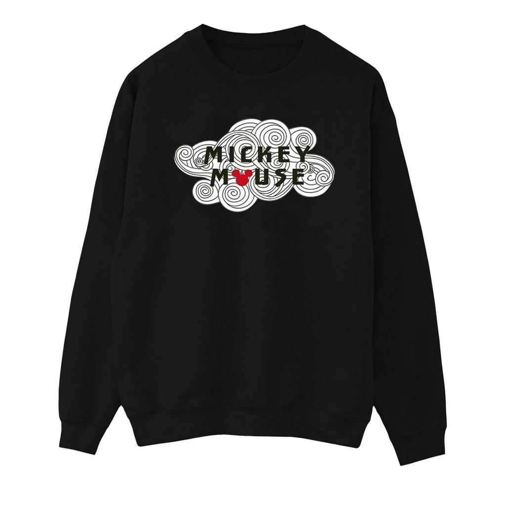 Disney Mens Mickey Mouse Swirl Logo Sweatshirt