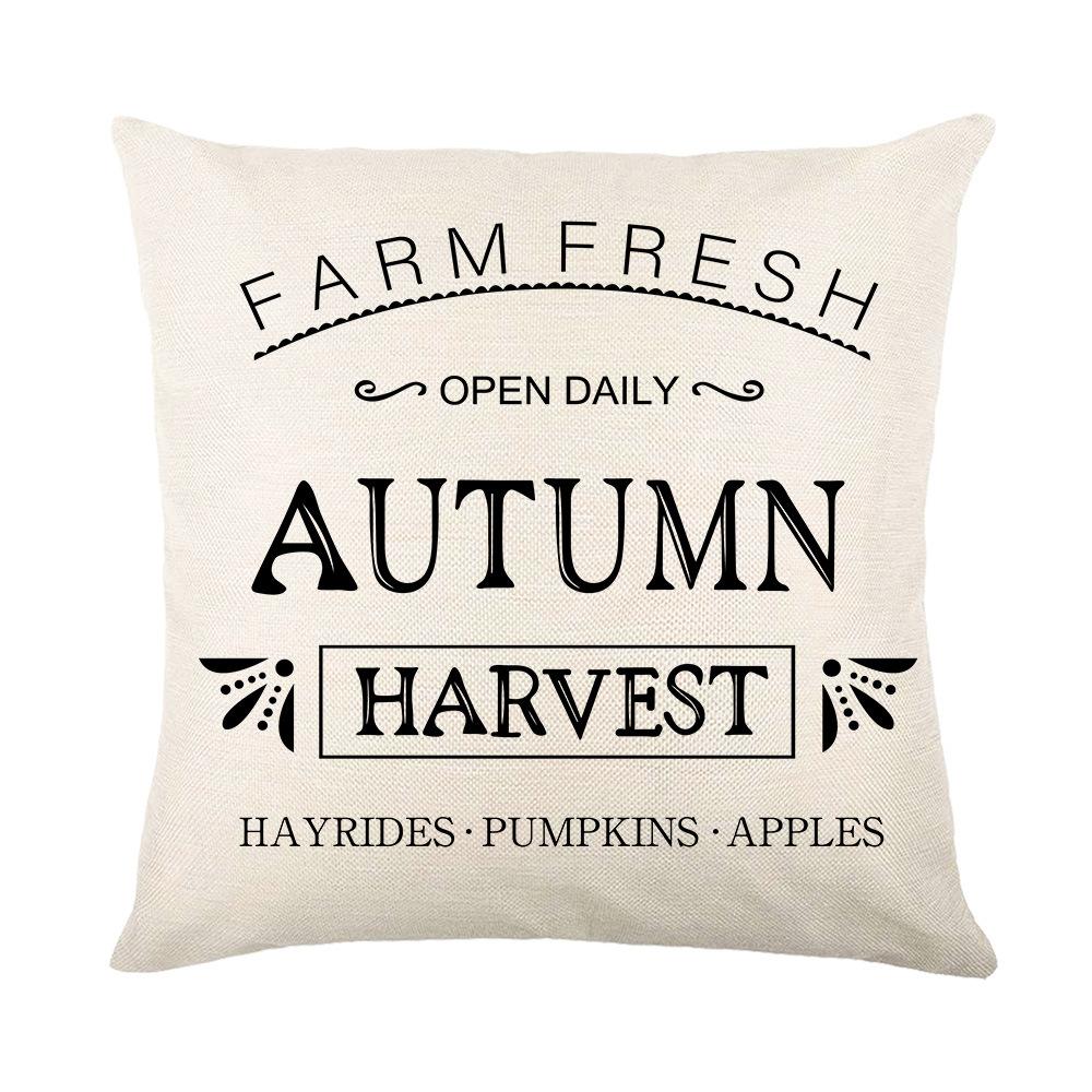Harvest Pillow Cover Pumpkin Linen Print Home Living Room Sofa Cushion Cover Pillow Cover