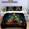 3pc Christmas Tree Cover Set - 1 Quilt Cover + 2 Pillowcases, All Seasons Bedroom Setting, Perfect for Home043