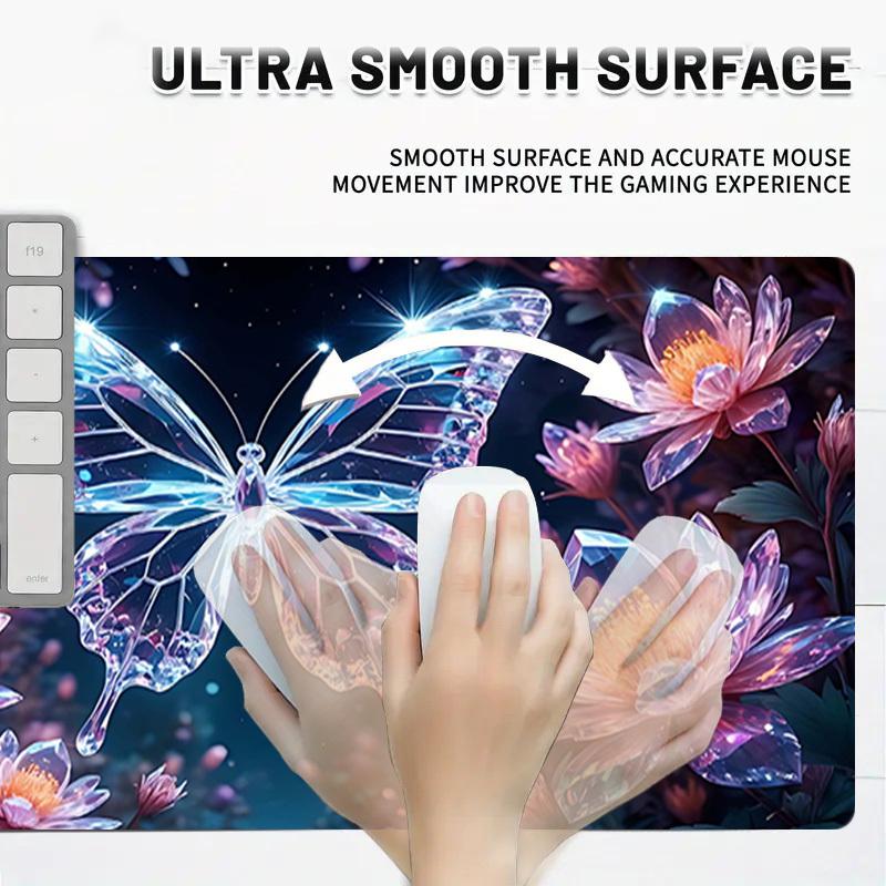 1PC Butterfly Flowers Oversized Mouse Pad - Non-Slip Rubber Base Perfect for Office School Esports Home Decor Desk Mat 157A